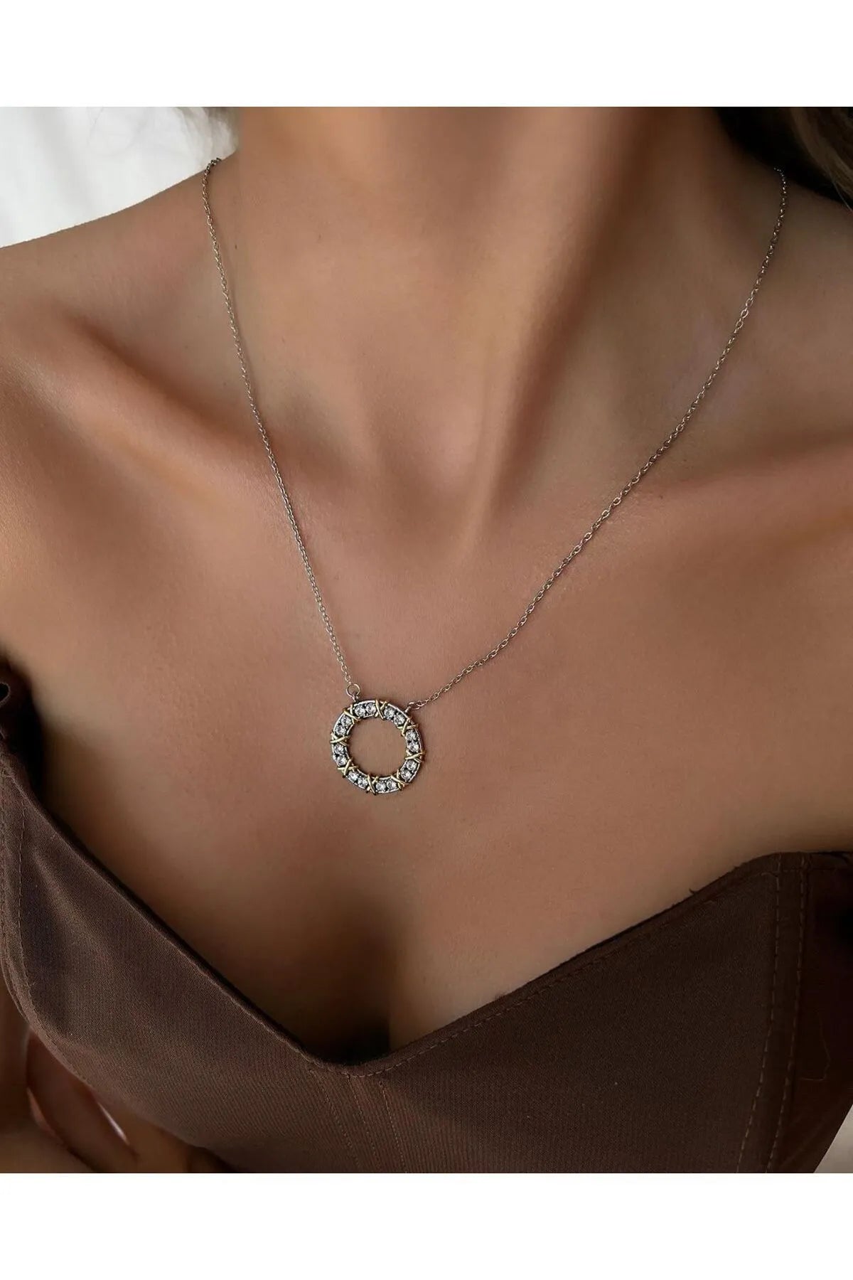 Paslanmaz Çelik Üzeri Altın Kaplama Tifany Xoxo Model Kolye