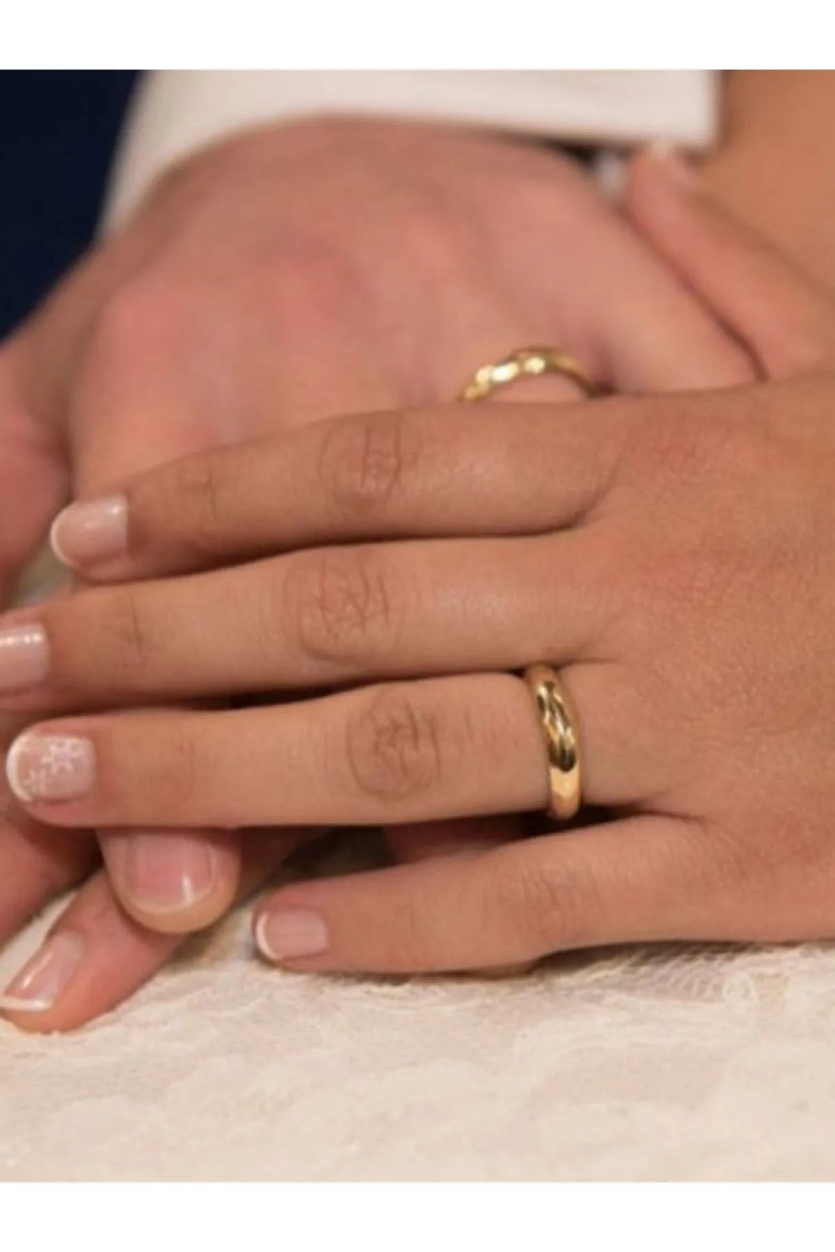 Unisex Paslanmaz Çelik Üzeri Altın Kaplama Alyans