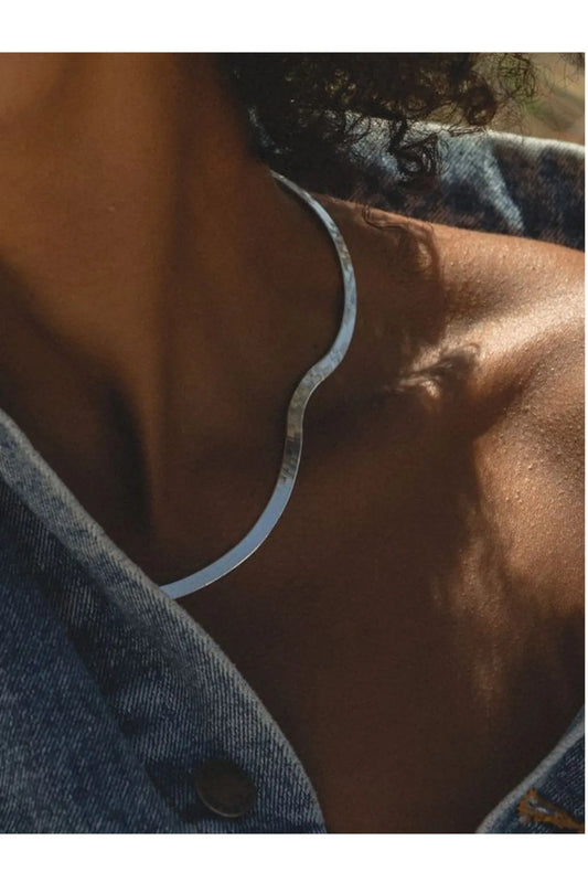 İtalyan Yassı Ezme Paslanmaz Çelik Üzeri Altın Kaplama Gümüş Renk Kolye